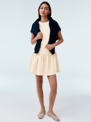 Pastel Yellow Sleeveless Jersey Drop Waist Mini Dress - Image 3 of 8