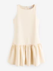 Pastel Yellow Sleeveless Jersey Drop Waist Mini Dress - Image 5 of 8