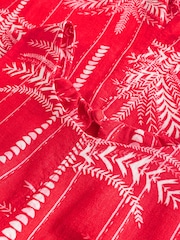 Red & White Palm Print Linen Sleeveless Jumpsuit - Image 3 of 3