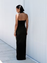 Black Halter Neck Column Maxi Dress - Image 2 of 6