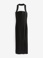 Black Halter Neck Column Maxi Dress - Image 4 of 6
