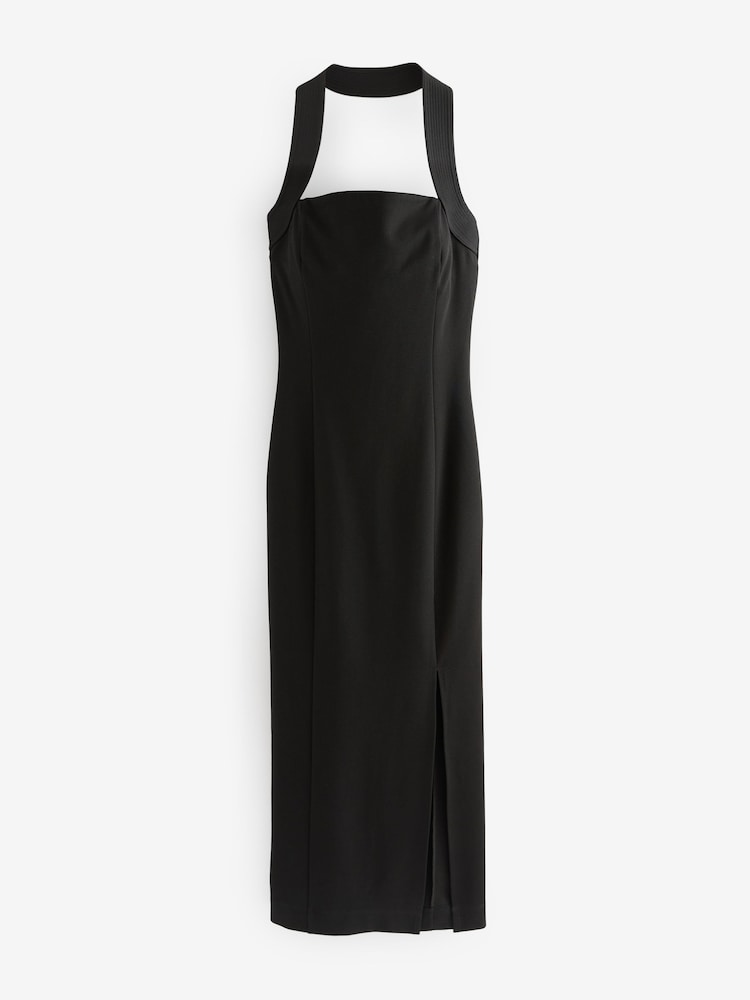 Black Halter Neck Column Maxi Dress - Image 1 of 3