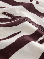 Chocolate Brown Zebra Print 100% Cotton V-Neck Button Down Playsuit - Image 6 of 7