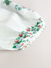 White Floral Print Placement Mini Puff Sleeve Tie Waist Shirt Dress - Image 9 of 9