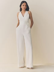 White Halter Neck Jumpsuit - Image 1 of 6