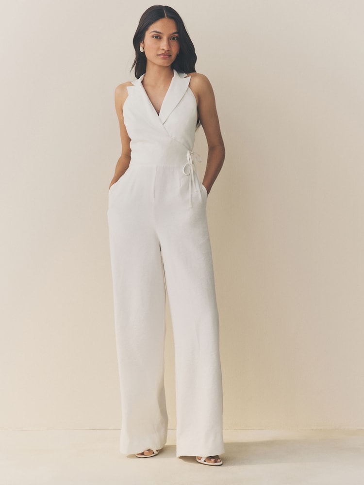 White Halter Neck Jumpsuit - Image 1 of 6
