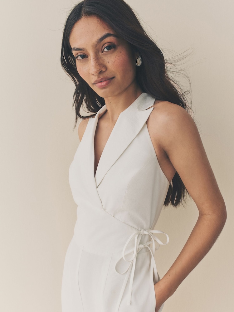 White Halter Neck Jumpsuit - Image 6 of 6
