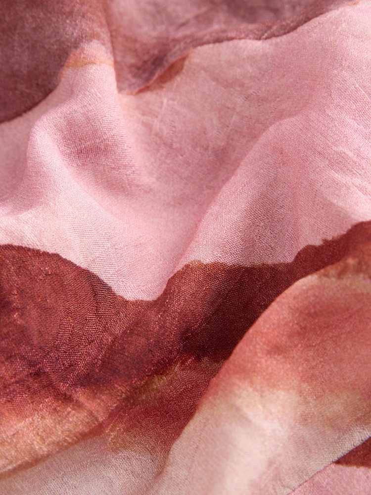 Rose pastel et Orange Rayure flou - Robe longue Licol Cravate à col superposé - Image 6 of 7
