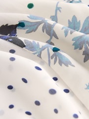 Blue/ White Floral and Blue Spot Short Sleeve Crew Neck Spliced Midi Dress - Image 8 of 9