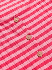 Pink/Red Stripe Square Neck Button Down Rib Column Midi Dress - Image 7 of 7