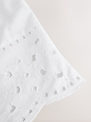 White Long Sleeve Broderie Summer Mini Dress - Image 9 of 9