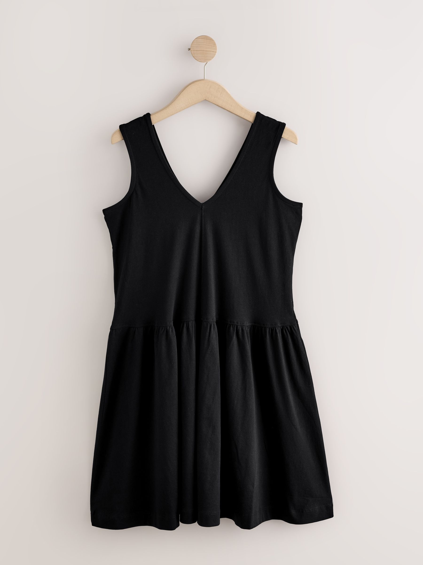 simple black cotton dress Handmade Black Cotton Dress: Minimalist Short Sleeve Formal Dress