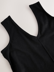 Black 100% Cotton V-Neck Jersey Mini Summer Dress - Image 4 of 6