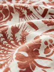 Rust Brown Paisly Print Linen Scoop Back Mini Shift Dress - Image 8 of 8