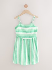 Green & White Stripe Linen Blend Mini Dress - Image 6 of 8