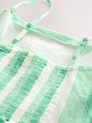 Green & White Stripe Linen Blend Mini Dress - Image 7 of 8