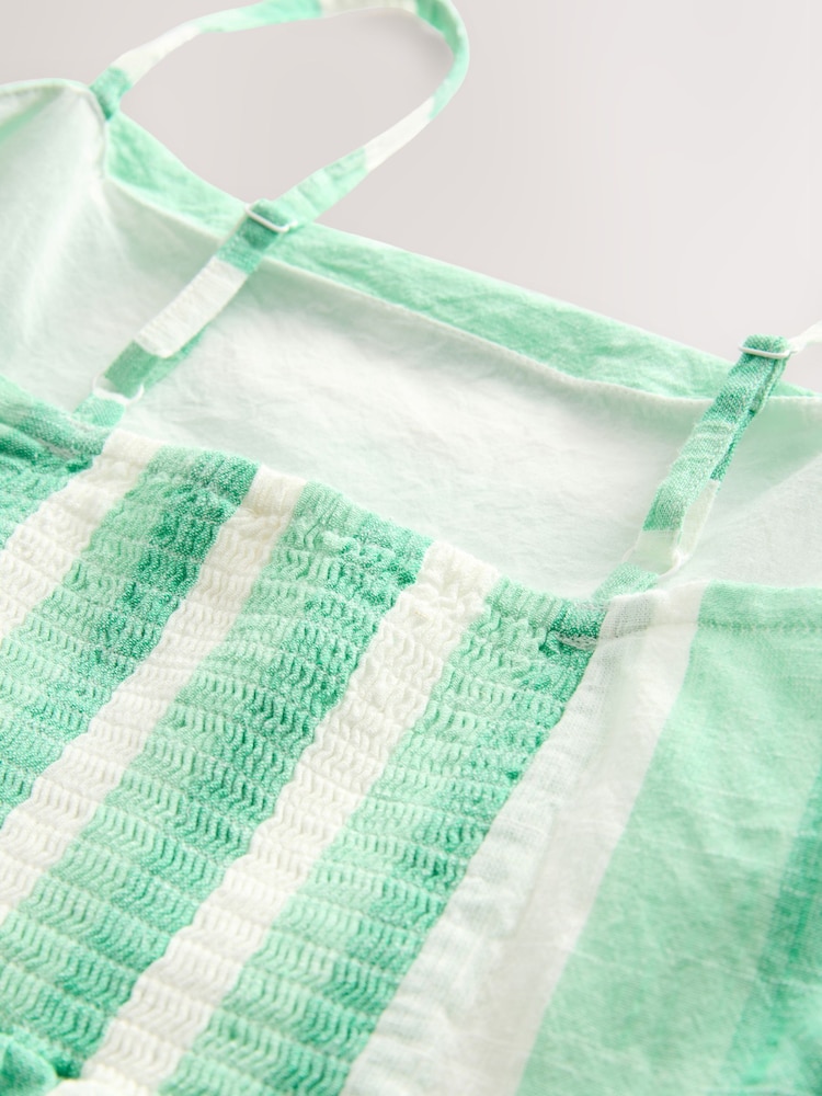Green & White Stripe Linen Blend Mini Dress - Image 7 of 8
