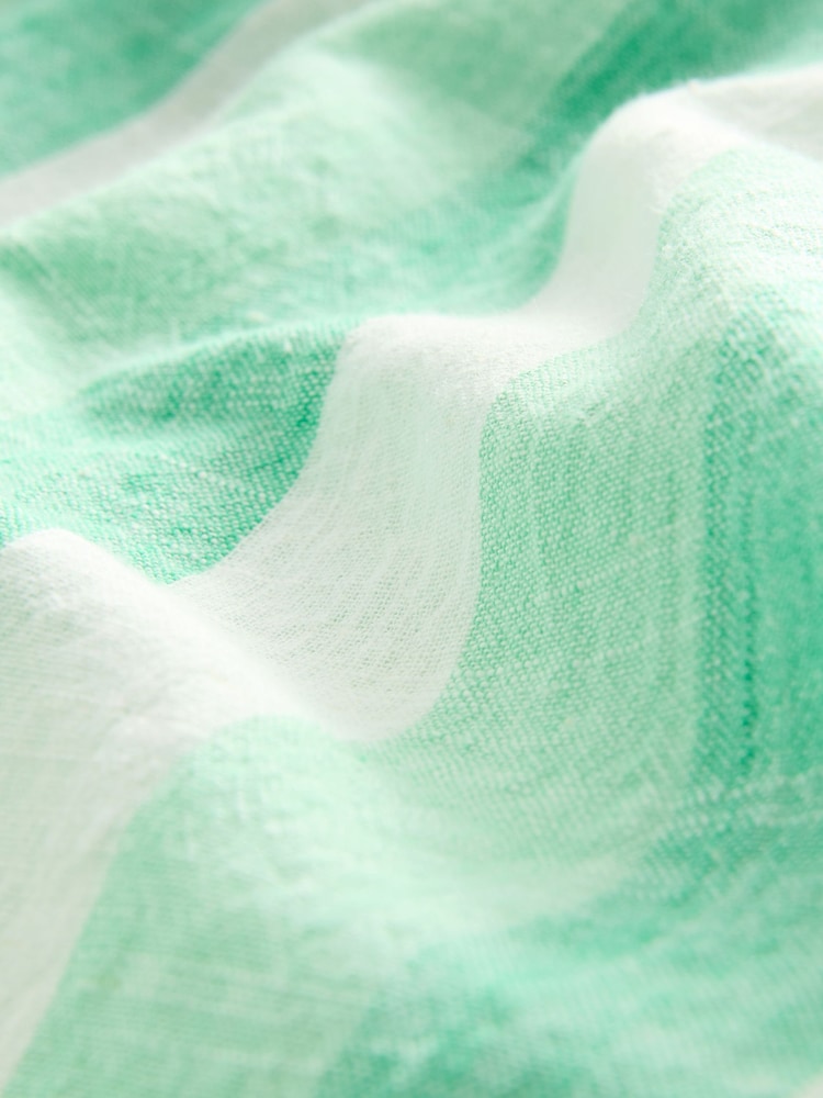 Green & White Stripe Linen Blend Mini Dress - Image 8 of 8