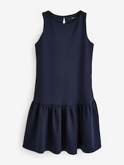 Navy Blue Sleeveless Jersey Drop Waist Mini Dress - Image 6 of 8