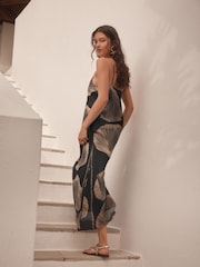 Black Shell Print Textured Cami Column Dress - Image 2 of 5