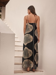 Black Shell Print Textured Cami Column Dress - Image 4 of 5
