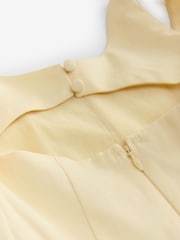 Lemon Yellow Square Neck Puff Hem Midi Dress - Image 8 of 9