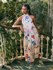 Kew Collection Floral Print Halter Tie Neck Layered Maxi Dress - Image 2 of 7