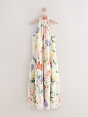Kew Collection Floral Print Halter Tie Neck Layered Maxi Dress - Image 5 of 7