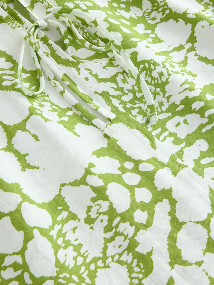 Vert et blanc à pois - Mini robe étagée nouée sur le devant - Image 7 of 8