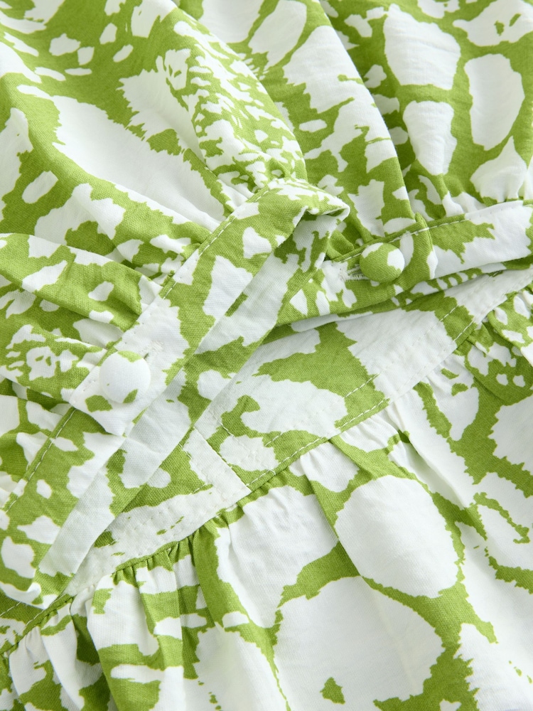 Green & White Spot - Tie Front Tiered Mini Dress - Imagen 8 de 8