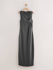Charcoal Grey Twist Detailed Slinky Maxi Dress - Image 4 of 6