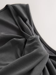 Charcoal Grey Twist Detailed Slinky Maxi Dress - Image 6 of 6