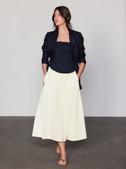 Marine/Blanc - Peignoir mi-long Bandeau en jersey tissé - Image 1 of 7