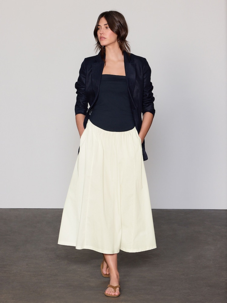 Marine/Blanc - Peignoir mi-long Bandeau en jersey tissé - Image 1 of 7
