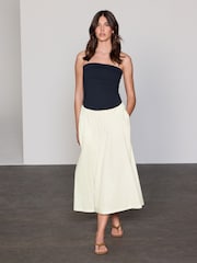 Marine/Blanc - Peignoir mi-long Bandeau en jersey tissé - Image 3 of 7