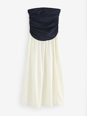Marine/Blanc - Peignoir mi-long Bandeau en jersey tissé - Image 5 of 7