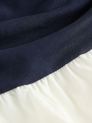 Marine/Blanc - Peignoir mi-long Bandeau en jersey tissé - Image 6 of 7
