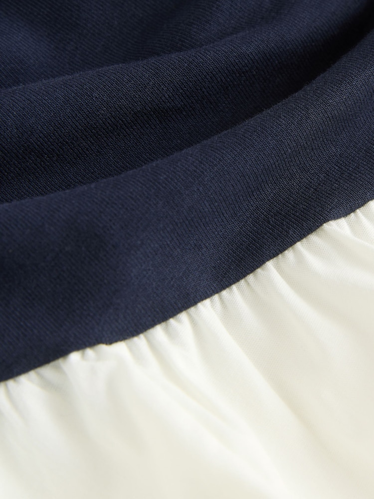 Marine/Blanc - Peignoir mi-long Bandeau en jersey tissé - Image 6 of 7
