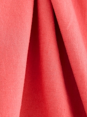 Coral Pink Boat Neck Maxi Linen Blend Dress - Image 2 of 3