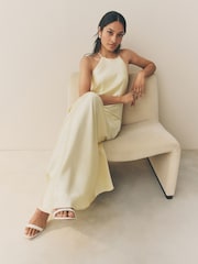 Pastel Yellow High Neck Satin Maxi Dress - Image 3 of 5