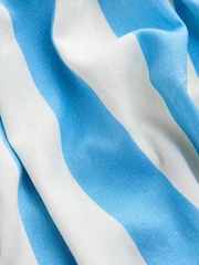 Blue/White Stripe Sleeveless Scoop Neck Waisted Mini Dress with Linen - Image 8 of 9