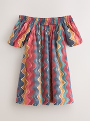 Multicoloured Stripe Bandeau Crinkle Textured Mini Dress - Image 5 of 7