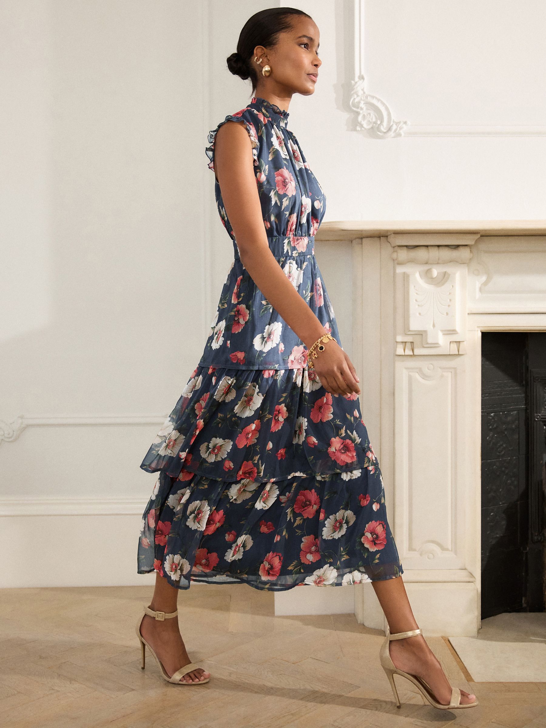 Aliza Royal Blue Cape Maxi Dress With Gold Ring – Club L