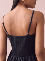 Black Corset Detail Wide Leg 100% Cotton Jumpsuit - Image 4 of 10