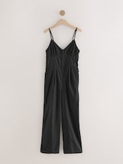 Black Corset Detail Wide Leg 100% Cotton Jumpsuit - Image 7 of 10