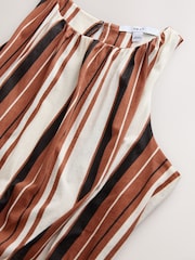 Brown/Cream Stripe Sleeveless Wide Leg 100% Cotton Jumpsuit - Image 7 of 8