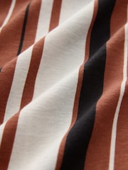 Brown/Cream Stripe Sleeveless Wide Leg 100% Cotton Jumpsuit - Image 8 of 8