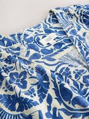 Blue Paisley Print Kaftan Mini Dress with Linen - Image 8 of 8