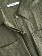 Khaki Green Short Sleeve Textured Utility Playsuit - Image 6 of 7