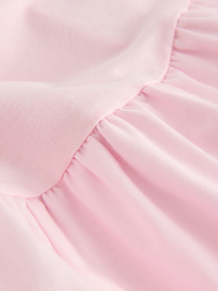 Rose clair - Robe courte en jersey tissé à ourlet bouffant 100% coton - Image 8 of 9